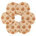 thumbnail image 7 of Yayeee 6 PCS Drink Coasters with Holder Set Woven Absorbent Round Tabletop Hot Pad, Halloween Pumpkins Pattern, 7 of 7
