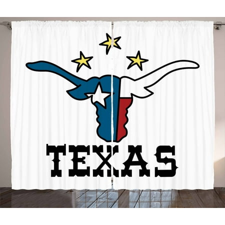 Texas Star Curtains 2 Panels Set Doodle Style Buffalo Head With