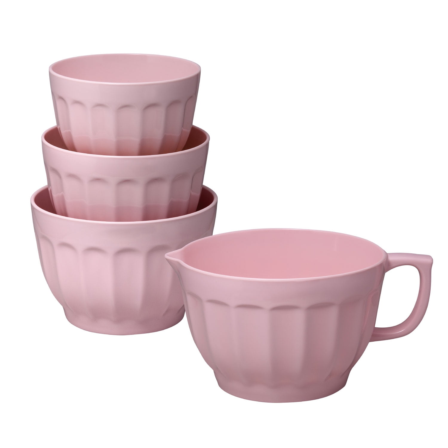 Gourmet Art 4Piece Latte Melamine Mixing Bowl, Pink