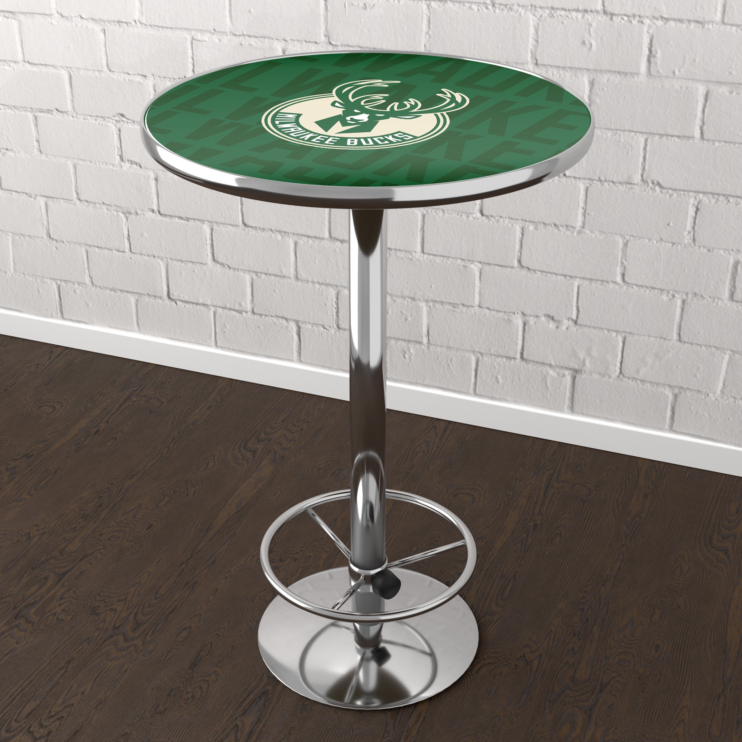 Milwaukee Bucks City Bar Table with Adjustable Footrest and Acrylic Top