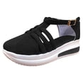 thumbnail image 2 of Sandalias con hebilla de plataforma de cuña para mujer Sandalias con punta redonda de color sólido con punta cerrada Wmkox8yii nm3286, 2 of 4