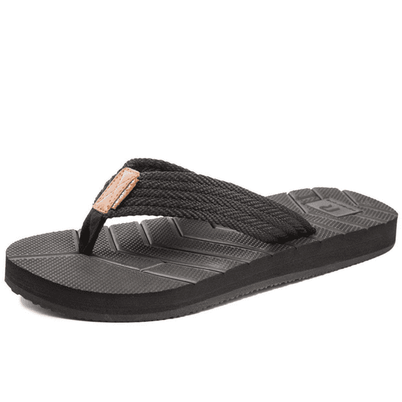 WOTTE Men's Flip Flop Classic Shockproof Sandals Non-Slip Thong Shoes Size 15, Black