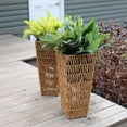thumbnail image 6 of Sunnydaze 11" Indoor/Outdoor Hyacinth Tall Square Planter - Set of 2 Poly-Wicker Planters with Plastic Inlay - Barley, 6 of 7