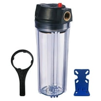 10-Inch Whole House Slim Water Filter Housing with Pressure Relief - 3/4"NPT Brass Port-Fit for 2.5" x 10" Filters-Clear (3)