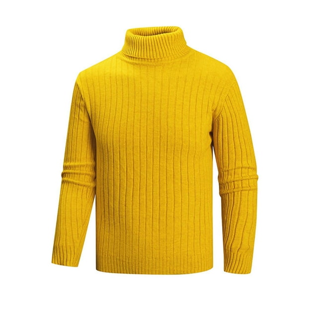 fatyb Chandail pour Hommes à Col Roulé Décontracté Tricoté Extensible à Manches Longues Hauts Chauds d'Automne Hiver pour Hommes