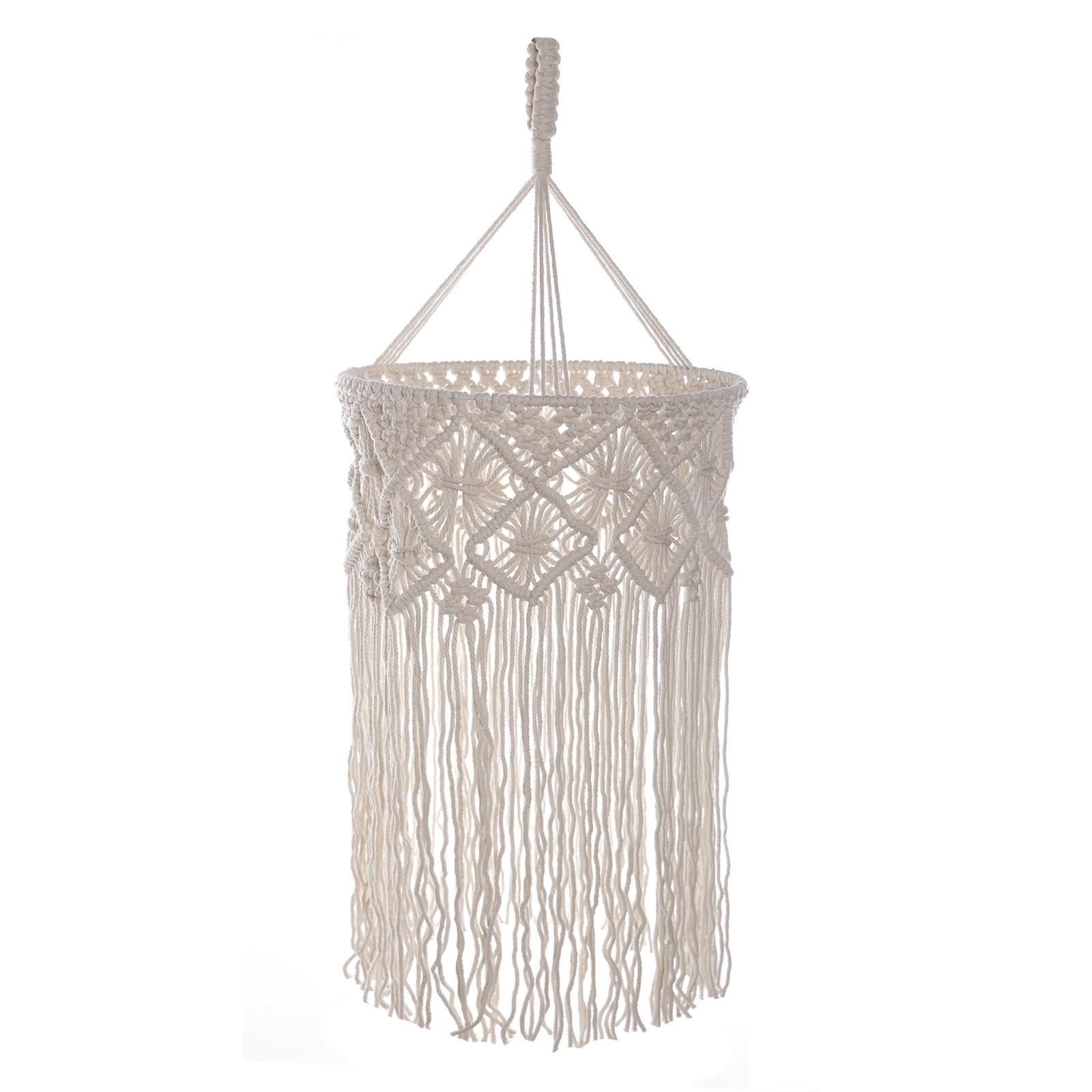 Boho Lampshade Hand Woven Light Shade Replacement DIY Lighting Fixtures Macrame Hanging Lamp Shade for Living Room Dorm Room Dining Table Style A