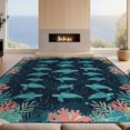 thumbnail image 2 of Design&I 4'x6' Washable Area Rug Flatweave Daily Traffic Ready Turtle Nautical Motif Coral Border Wave Starfish Reef Seashell Ocean Flowing for Dorm Room, Living Apartment, 2 of 7