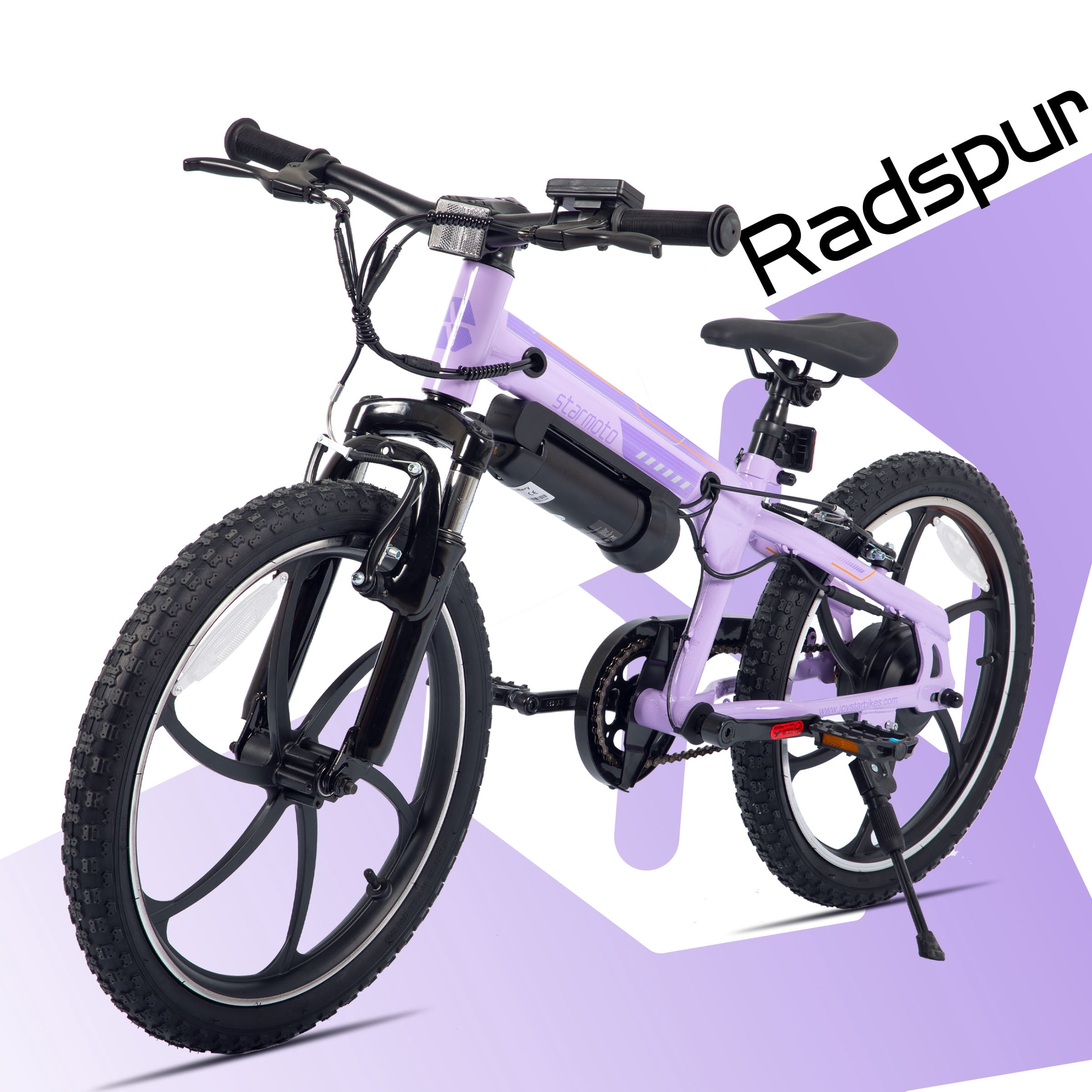 JOYSTAR Radspur Electric Bike 20" with 250W Brushless Motor, 15 Miles 15MPH Electric Mountain Bicycle with Removable Battery, Purple