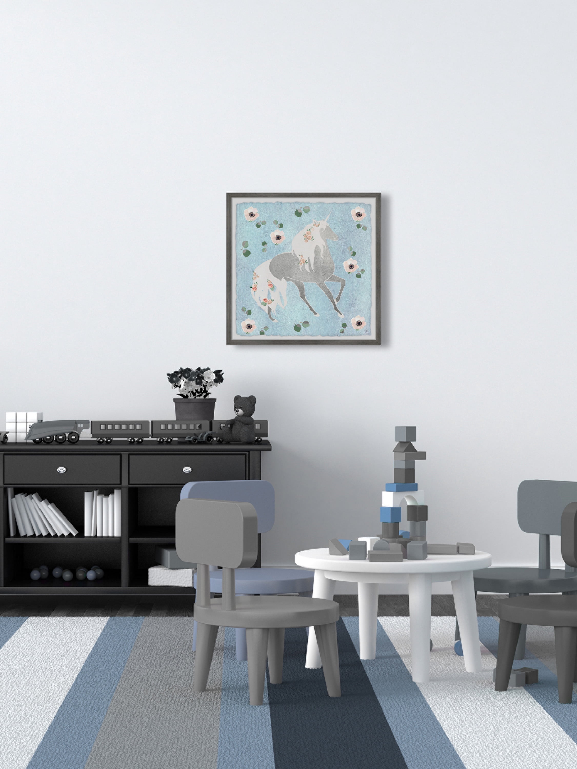 Marmont Hill Floral Unicorn Shadow Framed Wall Art