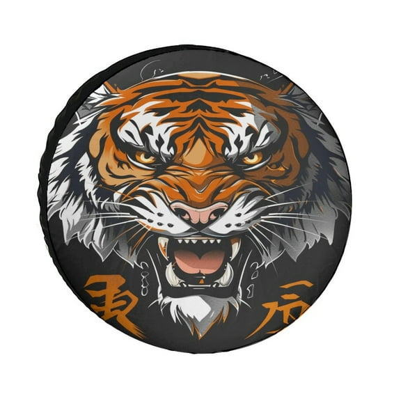 Tiger Animal Graffiti Spare Tire Cover Tire Covers Protector Wheel Tire Covers Weather-Proof for Trailer RV SUV Truck Camper Travel Trailer Accessories Oxford Cloth