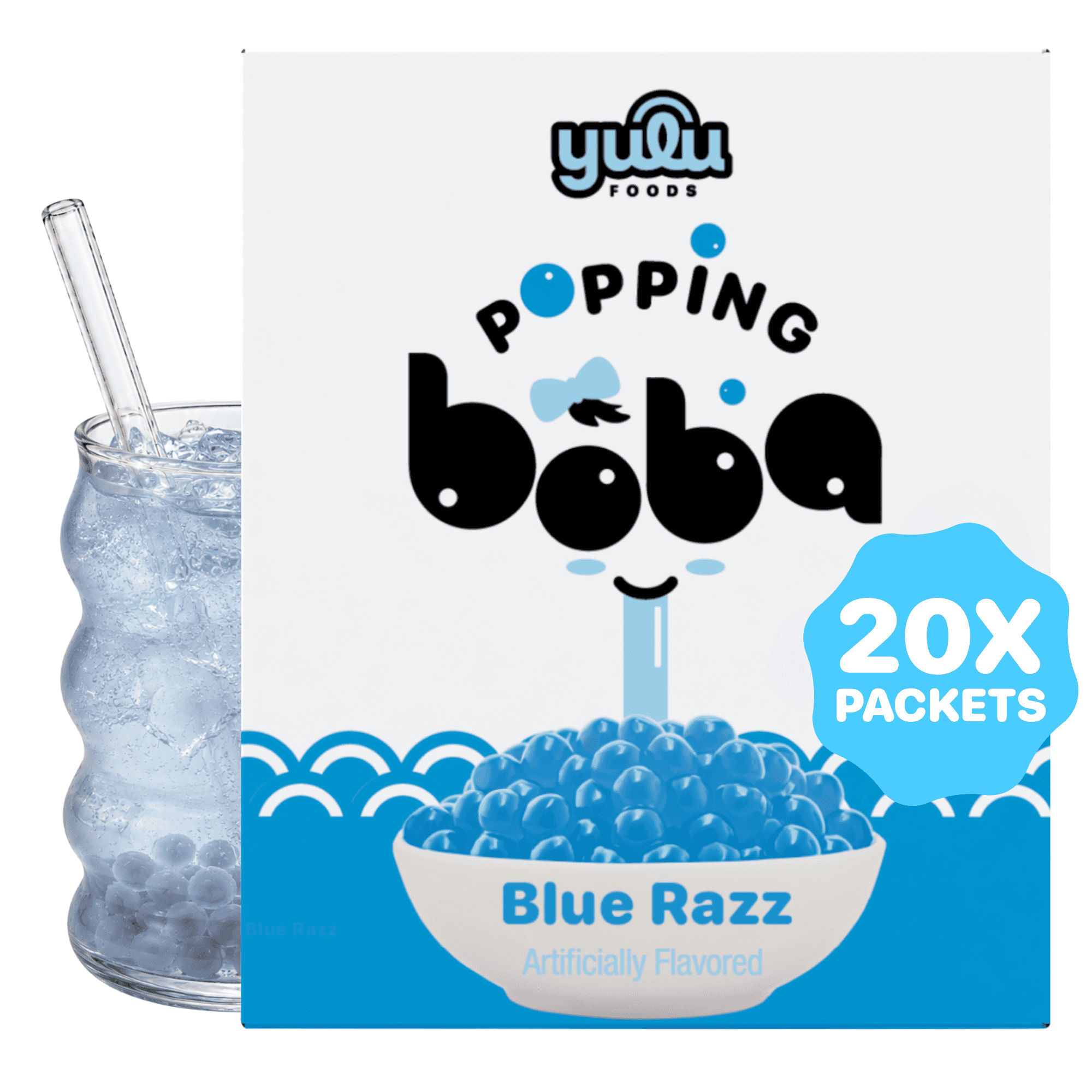 Yulu Popping Boba Blue Raspberry Milk Tea Kit - 20 Pack