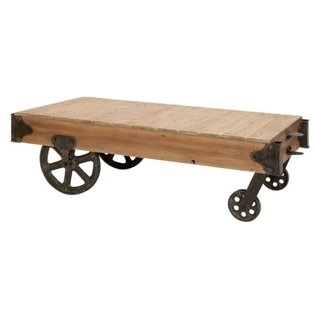 Wood Cart Coffee Table Utility Item Used Often