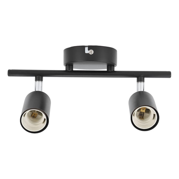 Yajisi Iron Flush‑Mount Ceiling Track Light Holder – 2‑Head Adjustable Rotating Lampholder for E27 LED/Incandescent Bulbs, 90° Head Rotation, 330° Arm Rotation, 4.72”×11.81”×4.72”