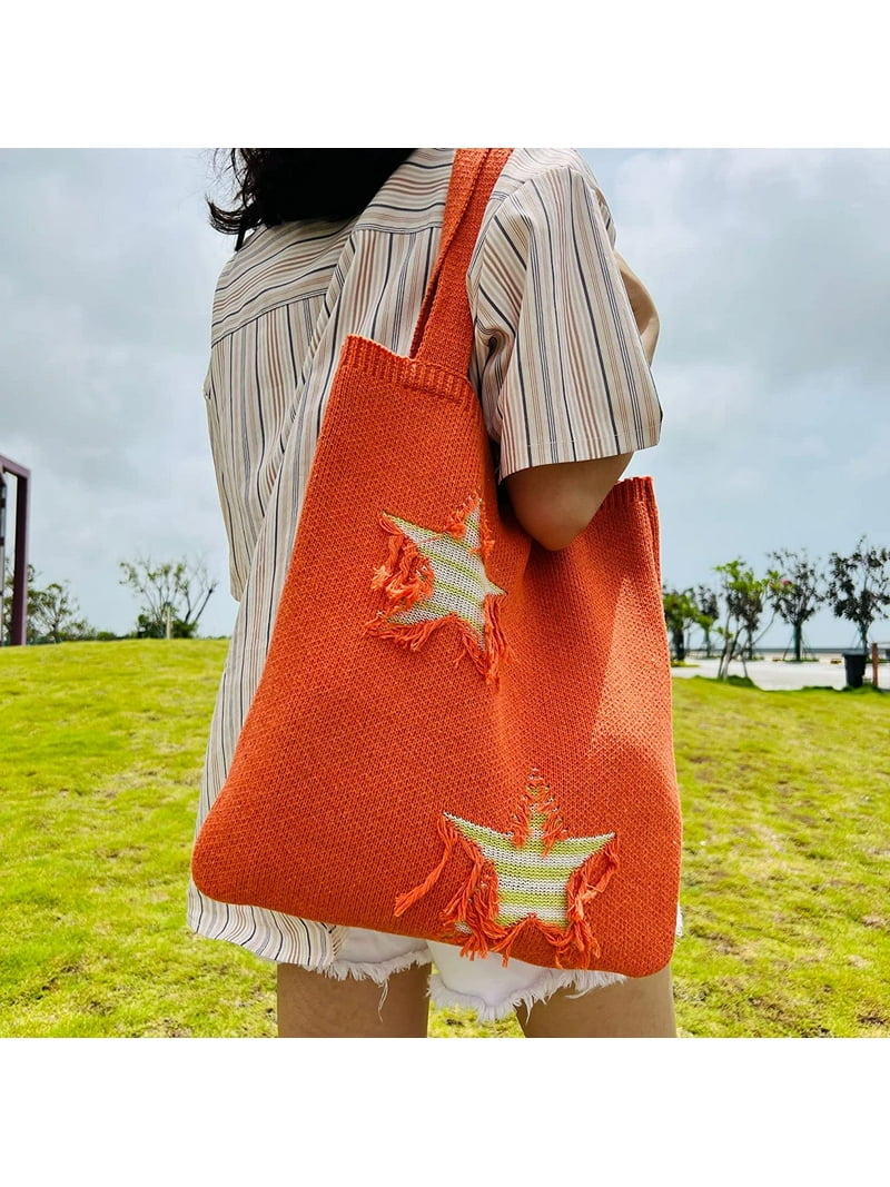 Kukuzhu Fairy Grunge Tote Bag Y2K Fairycore Crochet Hobo Bag