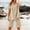 Beige, variant on Women's Summer 2 Piece Linen Blend Outfit, Short Sleeve Button Top with Side Pockets Elastic Waist Shorts Casual Loungewear for Work Travel Daily Wear Blue XL