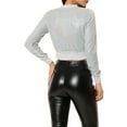thumbnail image 3 of INSPIRE CHIC Women's Sequin Sparkle Zipper Cropped Bomber Jacket L White, 3 of 7