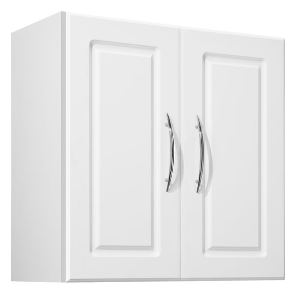 KFFKFF Wall Cabinet, 23.6"x23.6" 2-Tier Bathroom Storage Cabinet with Adjustable Shelf, 50lbs Capicity per Shelf, White