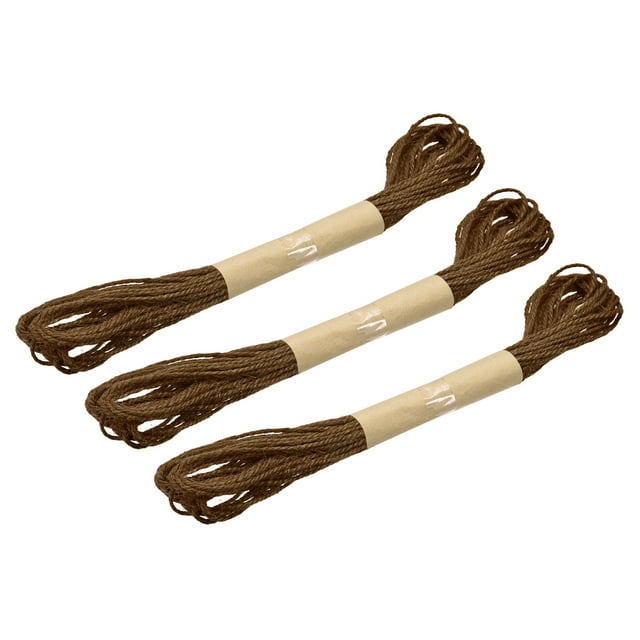 Unique Bargains 33 Feet 2mm Jute Twine, Jute Rope for Craft Projects Brown 3 Pack
