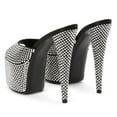 thumbnail image 4 of FSJ Women Classic Stiletto High Heel Mules Peep Open Toe Backless Platform Sandals Slip On Summer Daily Walking Party Dressy Slide Shoes Size 10.5 Black Clear Rhinestone, 4 of 5