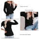 thumbnail image 4 of Blusa clásica de color puro, estilo casual, color negro, talla M, cuello redondo, manga larga y botones para mujer, 4 of 5