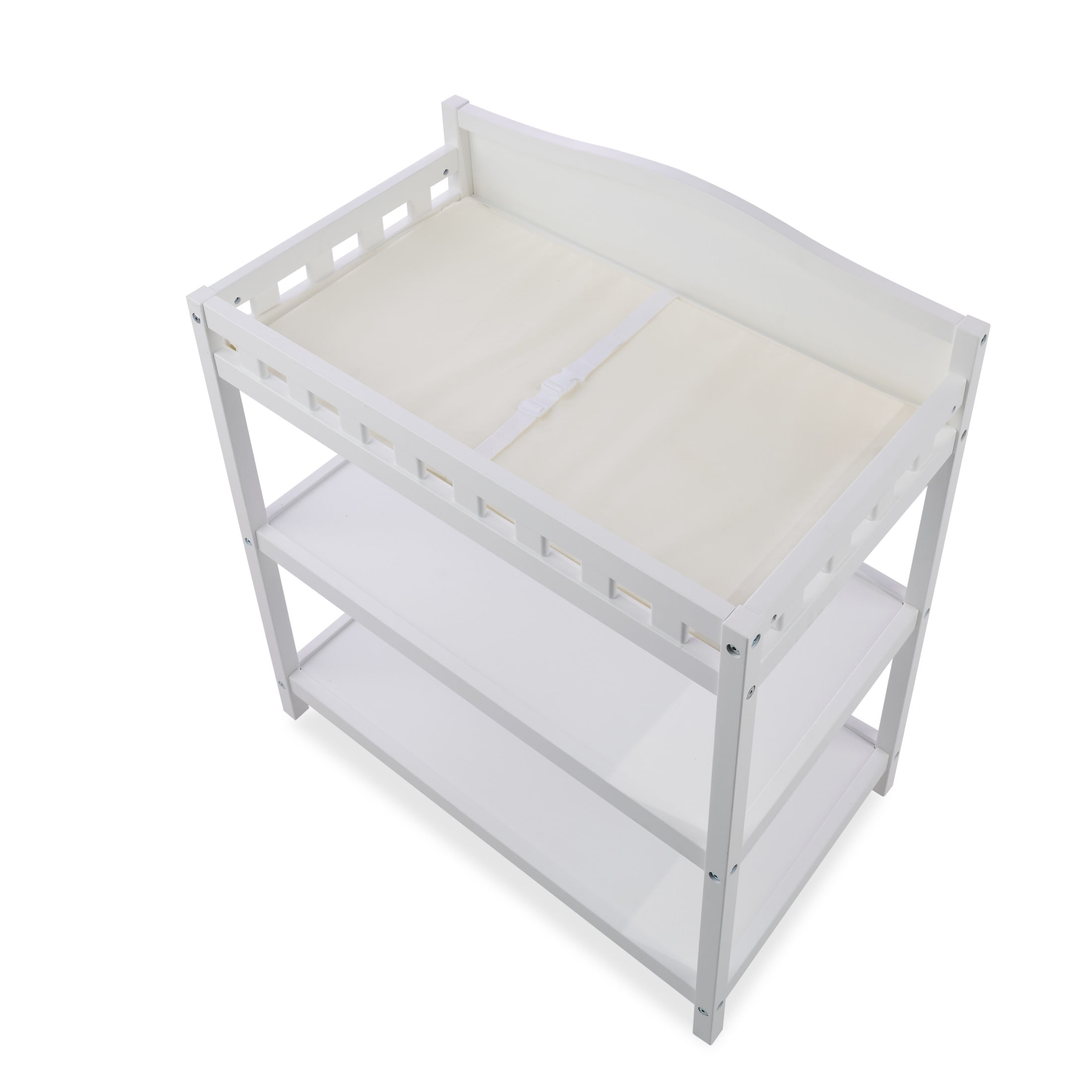 Badger Basket Simply Stylish 2-Shelf Wooden Diaper Baby Changing Table, White