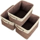 thumbnail image 1 of Juego de 3 cestas de almacenamiento de tela plegables, caja de almacenamiento de yute con asa de transporte de algodón, para ropa, ropa interior, libros, juguetes, cesta de oficina, marrón y beige, 1 of 7