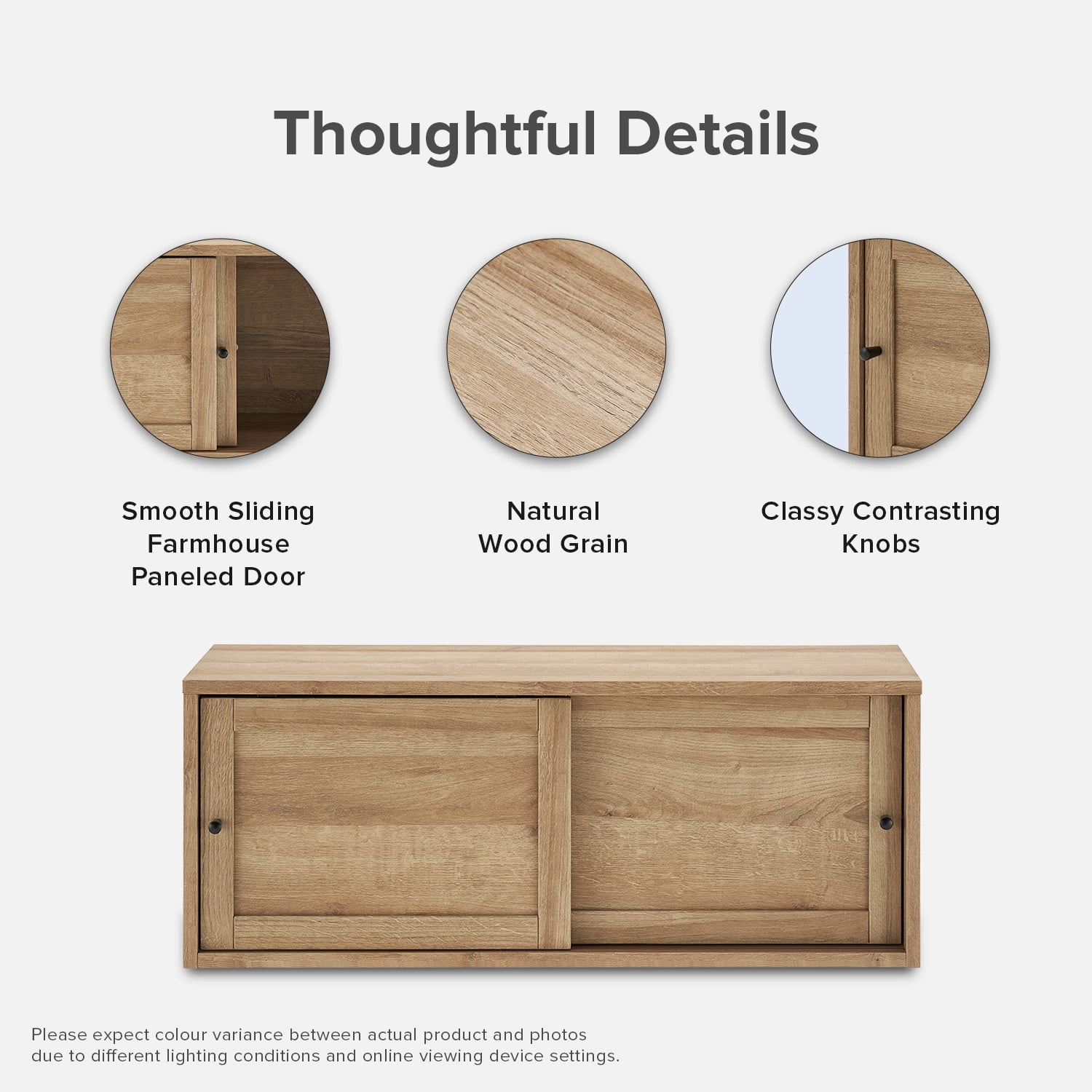 Mopio Lauren 31" Floating TV Stand, Wall-Mounted Media Console with Storage, Modern Farmhouse Entertainment Center, Oak