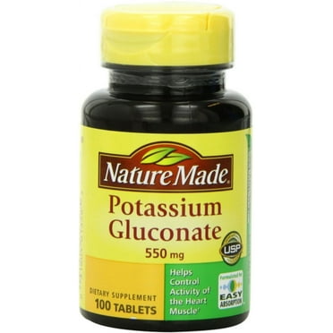Nature Made Potassium Gluconate 550 mg Tablets, 100 ea (Pack of 3)