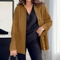 thumbnail image 6 of Hueook Corduroy Jacket Women Faux Suede Jacket Long Sleeve Button-Up Winter Coat Short Sleeve Outerwear Khaki S, 6 of 6