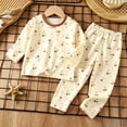 thumbnail image 5 of Mgmyaa Girls Kids Pajama Outfit Set Crew Neck Long Sleeve Top and Pants Pullover Straight-Leg Solid Homewear Sleepwear with Cute Fruit Print Bow 2-Piece Outfit for Children 12 Months-12 Years, 5 of 5
