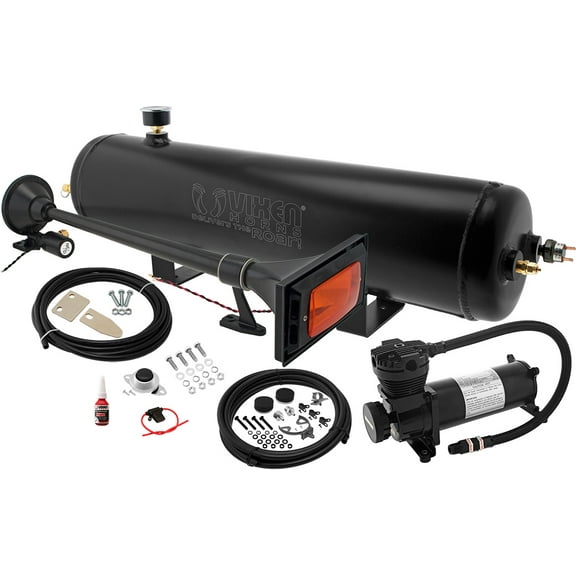 Vixen Horns Train Horn Kit for Trucks/Car/Semi. Complete Onboard System- 200psi Air Compressor, 3 Gallon Tank, 1 Trumpet. Super Loud dB. Fits Vehicles like Pickup/Jeep/RV/SUV 12v VXO4830AB/1264YB