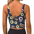 thumbnail image 4 of Goofa Sloth with Donuts Printed Sports Bras for Women, High Impact Running Bra Workout Crop Tank Tops Longline Sports Bra Push up-XX-Large, 4 of 9