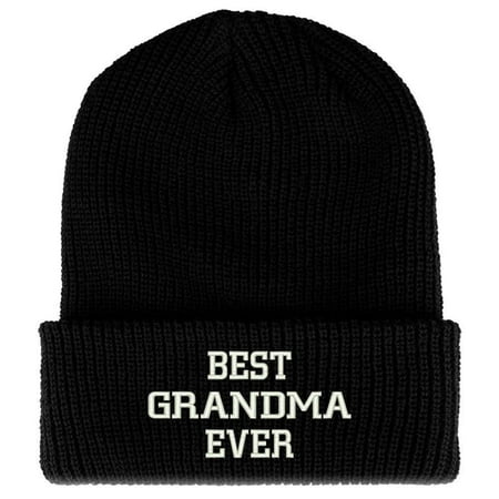 Trendy Apparel Shop Best Grandma Ever Embroidered Ribbed Cuffed Knit (The Best Hat Ever)