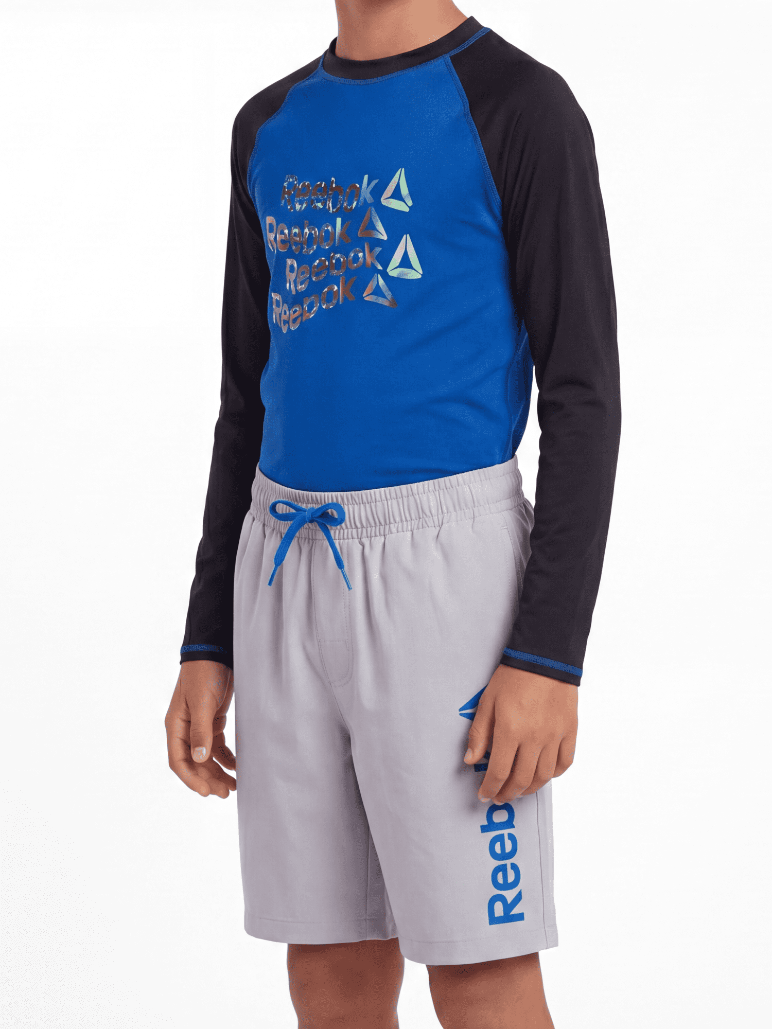 Reebok Boys Swim Trunks with Elastic Drawstring Waistband and UPF 50+ Protection, Sizes 4-18