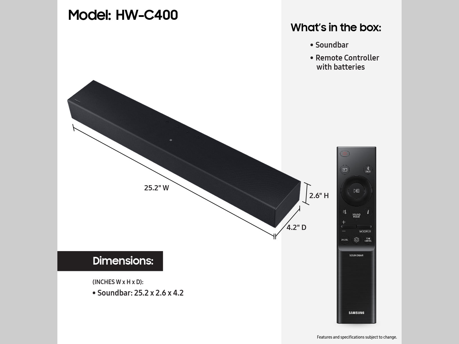 SAMSUNG Bseries 2.0ch Soundbar w/ Builtin Woofer HWC400 2023 Best