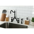 thumbnail image 2 of Kingston Brass KS7755AXBS English Country Two-Handle 3-Hole Deck Mount Bridge Kitchen Faucet with Brass Side Sprayer in Oil Rubbed Bronze, 2 of 7