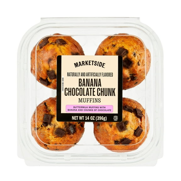 Marketside Banana Chocolate Chunk Muffins, 14 oz, 4 Count