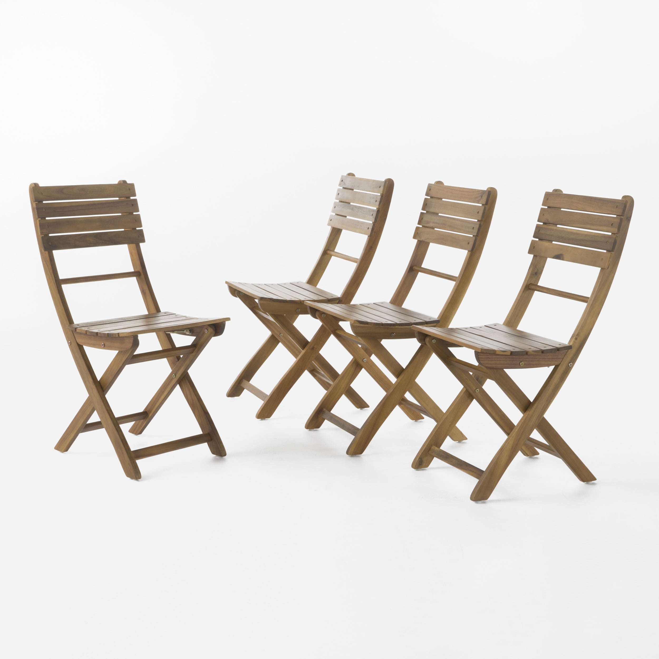 Vicaro Outdoor Acacia Wood Foldable Dining Chairs, Set of 4, Natural