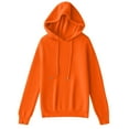 thumbnail image 3 of Jinhomg Cotton Knit Hoodies for Women Dressy Casual Solid Drawstring Hooded Sweatshirt Fall Winter Soft Comfy Long Sleeve Pullover Hoodie Orange L, 3 of 5