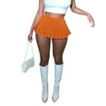 thumbnail image 2 of Aayomet Pleated Skirts For Women Womens Mini Pleated Skirt Club High Elastic Tennis Skating Skirt A Line Skirt,Orange Small, 2 of 4