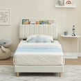 thumbnail image 3 of Tamaño completo-size forrado platform marco de cama con estante de libros cabecero, velvet cama de plataforma mattress foundation, heavy-duty steel support legs, fácil montaje, noise-free, beige, 3 of 7
