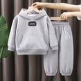 thumbnail image 2 of Zuwimk Boys And Girls 2-Piece Letter Print Hoodie Jogger Set, Athletic Outfits Elastic Waistband, Big Boy Girls Toddler Activewear(T059-Grey), 2 of 4