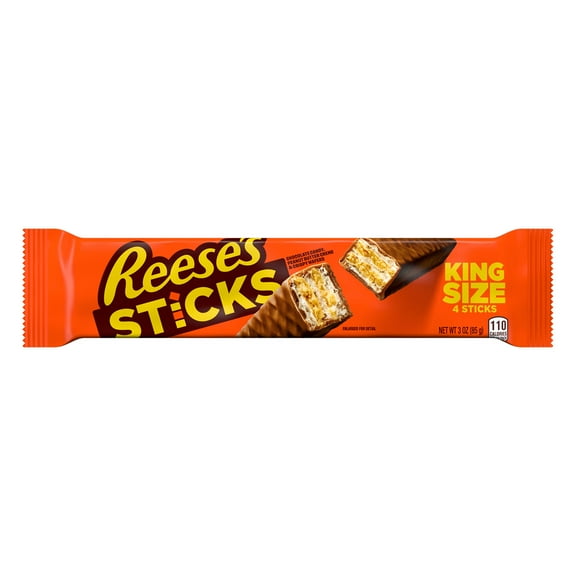 Reese's Sticks Chocolate and Peanut Butter Creme Wafer King Size Candy, Bar 3 oz