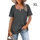 thumbnail image 5 of Qarigey Camiseta de mujer cuello cuadrado plisado Casual suelta elegante blusa viaje fiesta moda chicas Primavera Verano Top ropa Prendas para la parte del cuerpo Raya negra SG, 5 of 5