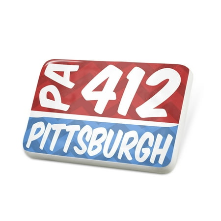 Porcelein Pin 412 Pittsburgh, PA red/blue Lapel Badge – NEONBLOND