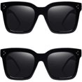 thumbnail image 2 of Gafas de sol de gran tamaño vintage para mujer, gafas de sol cuadradas de lujo de diseñador, lentes planas con protección Uv400, 2 of 4