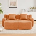 thumbnail image 3 of FFZ Soft Teddy Fabric Boneless Sofa with Curved Armrests and High Density Sponge, Orange, 3 of 14