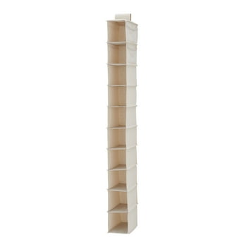 Mainstays 10-Shelf Canvas Hanging Closet Organizer, Beige White