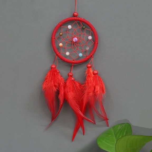 Handmade Dream Catcher Hanging With Rattan Bead Feathers Wall Car Decor Ornament