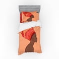 thumbnail image 2 of Ambesonne African Bedding Set 4 Pcs, Young Girl Turban, Queen, Chocolate Salmon, 2 of 3